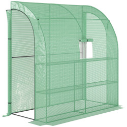 Estufa Pequena Estufa de Exterior com Janelas Prateleiras de 3 Níveis Estufa para Cultivo de Plantas Flores 200x100x215 cm Verde