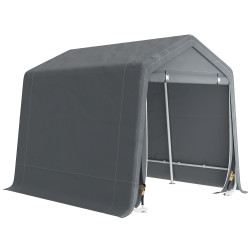 Tenda de Jardim para Bicicletas com Estrutura Metálica, 2 Portas com Fecho, Impermeável, Anti-UV, 2,4x2x2 m, Cinzento Escuro