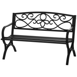Banco de Jardim de 2 Lugares com Encosto e Apoio para os Braços Vintage para Terraço Varanda Pátio Exterior Carga 280kg Ferro Fu