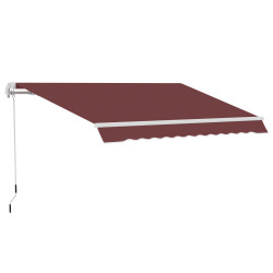 Toldo Manual Retrátil 3,5x2,5 m com Ângulo Ajustável Manivela, Estrutura de Alumínio e Proteção UPF30+ Vinho Tinto