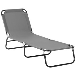 Espreguiçadeira Dobrável Reclinável com Ângulo Ajustável de 3 Posições para Exterior Carga 120 kg 188x56x28 cm Cinza