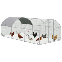 Galinheiro para exterior grande com teto de tecido oxford e fechadura para 12-18 galinhas 5,7x2,8x1,97cm prata