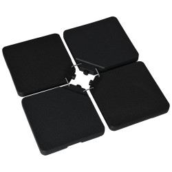 Conjunto de pesos para base de chapéu de sol de 4 peças quadrado preenchível 60 kg de água 70 kg de areia ou 80 kg mixto preto