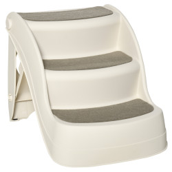 Escada para cães de 3 degraus dobrável escada para animais de estimação com tapetes antiderrapantes 49x38x38cm creme