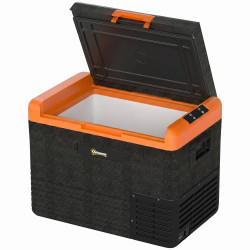 Geleira portátil elétrica 40l 12v/24v até -20°c mini geleira com ecrã LED tátil para campismo viagens 58,7x36,5x43,8 cm preto