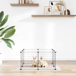 Gaiola para animais de estimação com 8 painéis, preta, 70x70x35 cm, aço