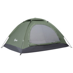 Tenda de campismo 1-2 pessoas dobrável com 2 janelas de malha bolso interior bolsa de transporte 206x152x110 cm verde