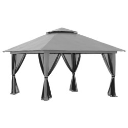 Tenda dobrável pop-up 3,92x3,92x2,83 m com altura ajustável proteção uv50+ rede mosquiteira e bolsa de transporte cinza
