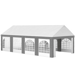 Tenda para festa 4x8 m tenda de jardim com paredes removíveis portas e janelas anti-UV para casamento e eventos cinzento