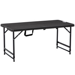 Mesa de jardim dobrável com altura ajustável para 4 pessoas para pátio varanda 118x60x56-74cm cinza escuro