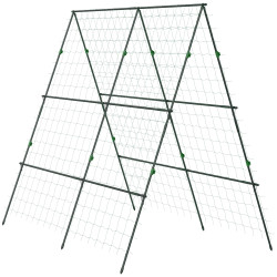 Treliça de jardim triangular suporte para plantas trepadeiras com estrutura em aço 180x100x180 cm verde