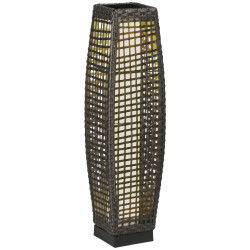 Candeeiro solar de vime sintético com luzes LED ligar/desligar automático para varanda pátio 21x21x78cm cinza