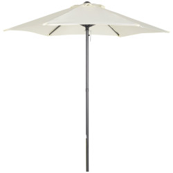 Chapéu de sol de jardim ø2x2 m chapéu de sol com mastro de alumínio manivela teto com ventilação suporte de fixação e desmontável para terraço pátio exterior bege