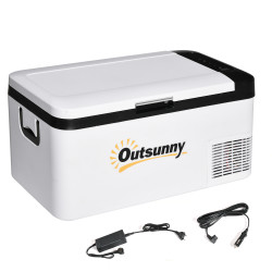 Geleira com compressor 18l portátil até -20℃ com luz LED e alças dobráveis geleira de carro 12v/24v e 240v para casa campismo viagem 58,5x33,5x29,2cm branco