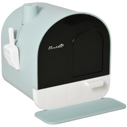 Caixa de areia para gatos caixa de areia fechada para gatos com porta dianteira bandeja removível pá tapete e filtro 43x44x47cm verde