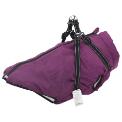Casaco para cães com arnês impermeável reflexivo roxo l52