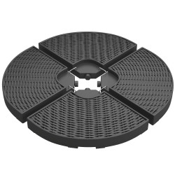 Base para chapéu de sol de 4 peças recarregável com areia 68 kg ou água 52 kg para jardim pátio ou terraço preto