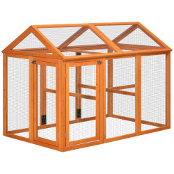 Galinheiro para exterior 140x88,5x106 cm para 1-3 galinhas com estrutura de madeira e 2 portas com fechadura madeira