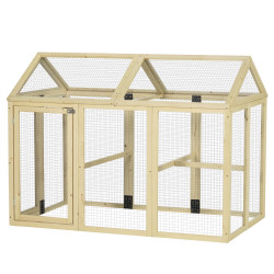 Galinheiro para exterior 140x88,5x106 cm para 1-3 galinhas com estrutura de madeira e 2 portas com fechadura madeira clara