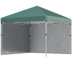 Tenda dobrável pop-up 297x297x288 cm com 2 paredes laterais anti-UV altura ajustável em 3 níveis e bolsa de transporte verde