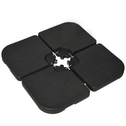 Conjunto de pesos para base de chapéu de sol de 4 peças preenchível com 15 litros de água ou 19,5 kg de areia preto