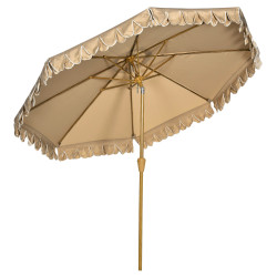 Chapéu de sol de jardim ø264x240 cm chapéu de sol de exterior com ângulo ajustável manivela para pátio terraço caqui