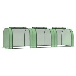 Estufa 295x100x80 cm para jardim varanda estufa pequena para cultivo de plantas com 3 janelas estrutura de aço e PVC verde