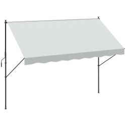 Toldo manual retrátil ajustável 300x170x200-290 cm com manivela proteção solar uv40+ para varanda jardim creme