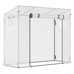 Estufa de jardim pequena estufa de exterior com janelas e estrutura de aço estufa de cultivo 200x76x168 cm branco