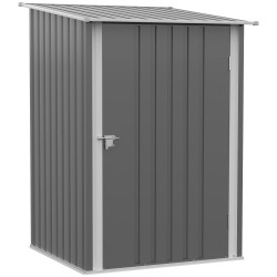 Abrigo de jardim 0,92 m² 100x103x160 cm de aço galvanizado com porta fechadura e teto inclinado cinza