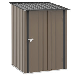 Abrigo de jardim de aço galvanizado com porta fechadura e teto inclinado 0,92 m² 100x103x160 cm castanho