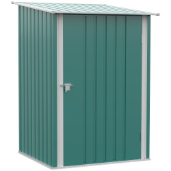 Abrigo de jardim de aço galvanizado com porta fechadura e teto inclinado 0,92 m² 100x103x160cm verde