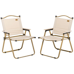 Conjunto de 2 cadeiras dobráveis de jardim com apoios de braços cadeiras para campismo e praia em tecido oxford 54x59x78 cm caqui
