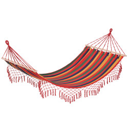 Cama rede de jardim 200x100 cm rede suspensa com travessas de madeira para pátio varanda campismo multicolor