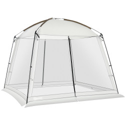 Tenda de jardim para 6-8 pessoas com 4 mosquiteiras e 2 portas proteção uv50+ inclui bolsa de transporte 3x3 m branco