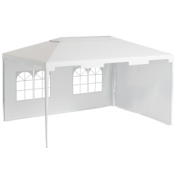 Tenda de jardim 395x295x255 cm tenda de exterior com 2 paredes laterais 2 janelas anti-UV para pátio varanda branco