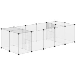 Recinto para animais de estimação DIY com 20 painéis parque para pequenos animais modular 175x70x45 cm translúcido