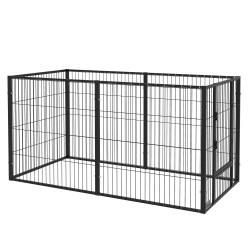 Parque para cães de 6 painéis com largura ajustável e estrutura de aço 82,5-150x79x81 cm preto