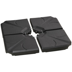 Base para chapéu de sol de 4 peças recarregável com areia 72 kg ou água 56 kg para jardim pátio ou terraço preto