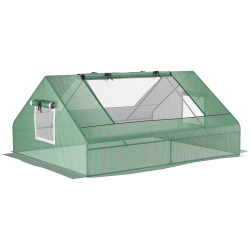 Estufa pequena para cultivo com 4 janelas enroláveis, estrutura de aço e cobertura PE anti-UV 180x140x80 cm verde