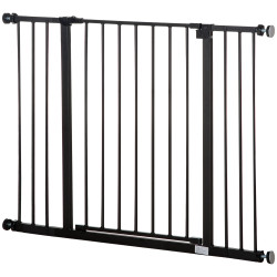 Barreira de segurança para animais de estimação extensível para escadas e portas barreira de segurança para cães 76-107x76 cm preto