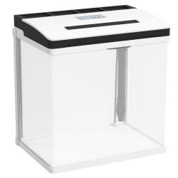 Aquário de cristal de 13l aquário pequeno com sistema de filtração iluminação LED e bomba de água 29x20x30,5 cm branco