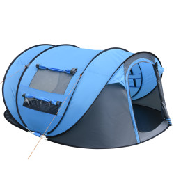 Tenda de campismo pop-up para 2-3 pessoas com janelas impermeável anti-UV 263,5x220x123 cm azul