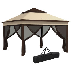 Tenda dobrável 3,26x3,26x2,72 m com altura ajustável 4 painéis de malha proteção uv30+ e bolsa de transporte cinza