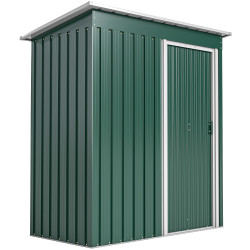 Abrigo de jardim exterior 1,5 m² 163x89x182 cm abrigo metálico para ferramentas com porta de correr e teto inclinado verde