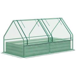 Floreira exterior grande com mini estufa com base aberta para jardim terraço varanda 185x95x92 cm cinzento e verde