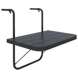 Mesa suspensa para varanda dobrável de alumínio com altura ajustável em 4 níveis capacidade 25 kg 60x40x55-64 cm preto