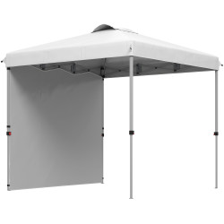 Tenda dobrável 247x247x268 cm tenda de jardim com 1 parede lateral altura ajustável para campismo festas branco