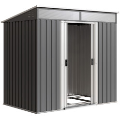 Abrigo de jardim 2 m² 195x122x181,5 cm abrigo de armazenamento metálico com porta de correr e 2 janelas cinza escuro