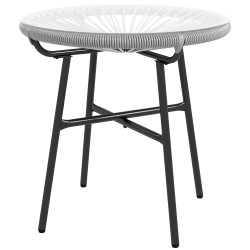 Mesa auxiliar de vime sintético para exteriores com bancada de vidro temperado e pés de metal ø50x50 cm cinza e e preto